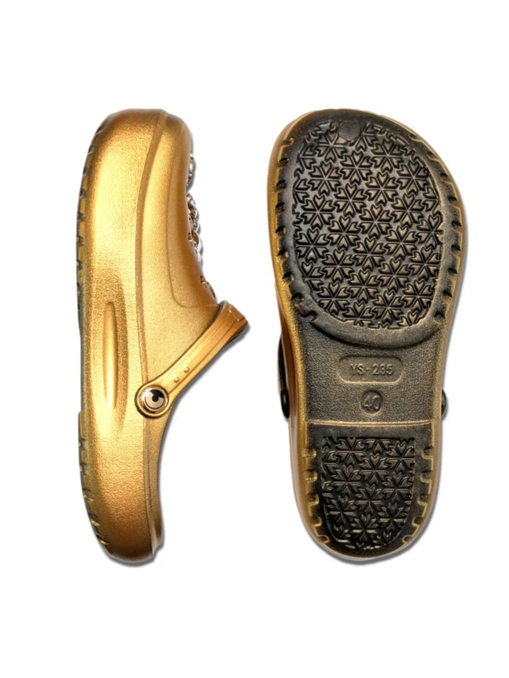 Girl's Gold Clogs, Craytown Brand, Accessories Included, J4-J6